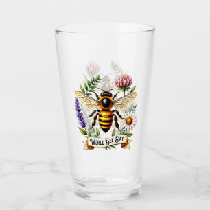 Artistic World Bee Day Illustration with Honeybee  Glass