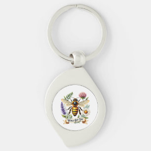 Artistic World Bee Day Illustration with Honeybee Keychain