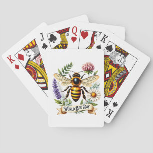 Artistic World Bee Day Illustration with Honeybee Poker Cards