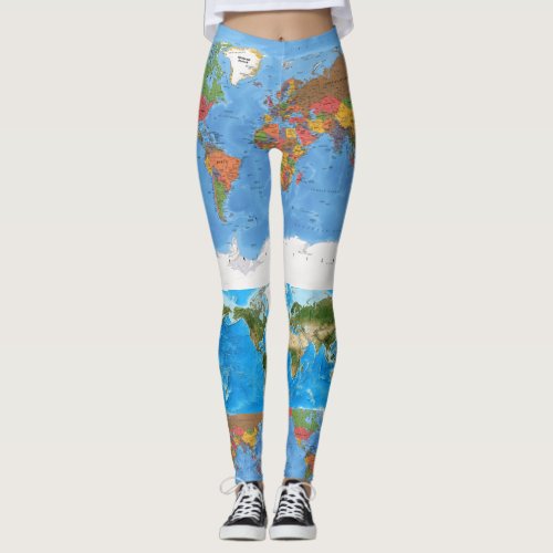 Artistic World Map Projection Leggings