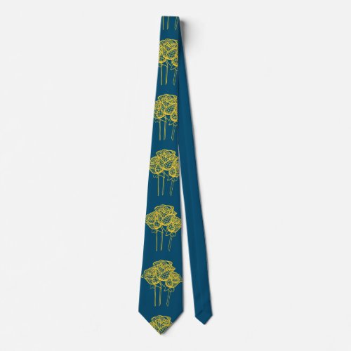 Artistic Yellow Roses Geometric Line Drawing Neck Tie