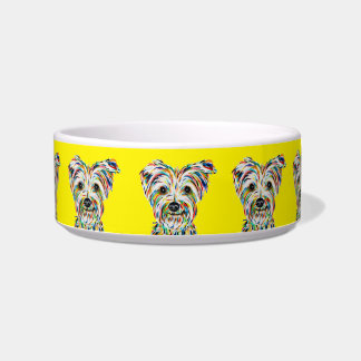 Artistic Yorkshire Terrier Yellow Bowl