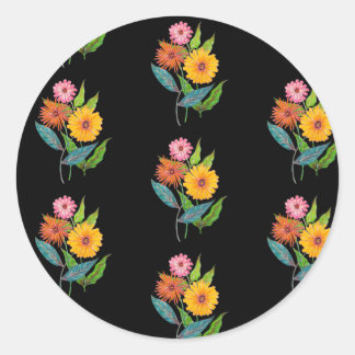 Artistic Zinnia Wildflower Flower Classic Round Sticker
