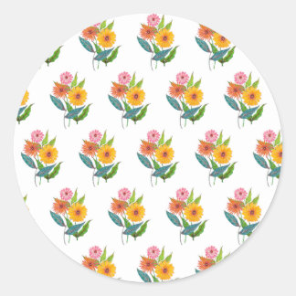 Artistic Zinnia Wildflower Flower Classic Round Sticker