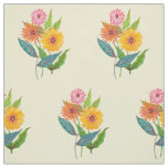 Artistic Zinnia Wildflower Flower Fabric