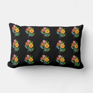 Artistic Zinnia Wildflower Flower Lumbar Pillow