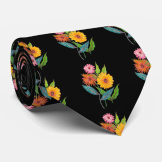 Artistic Zinnia Wildflower Flower Neck Tie