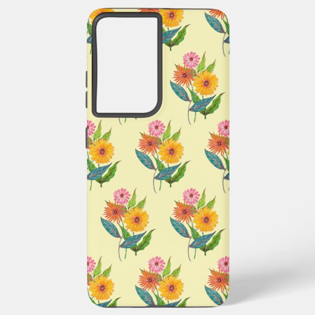 Artistic Zinnia Wildflower Flower Samsung Galaxy Case (Back)
