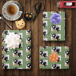 Artist's Black Cat Wrapping Paper Sheets