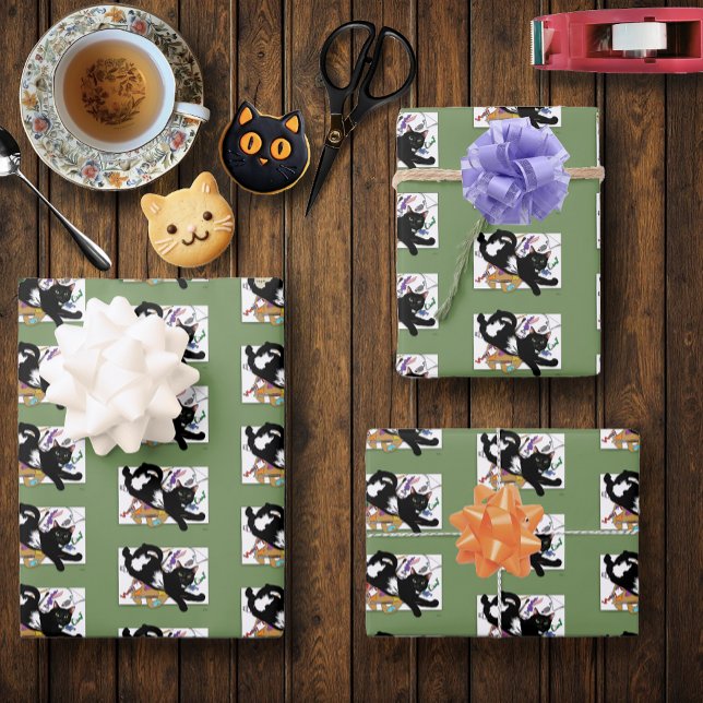 Artist's Black Cat Wrapping Paper Sheets (Creator Uploaded)