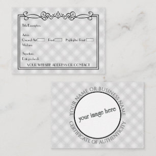 Artists' Blank COA Certificate of Authenticity Note Card