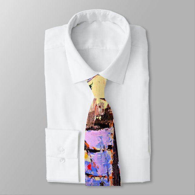 Artist's Camp, Canoe Lake, fine art painting, Neck Tie (Tied)