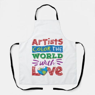 Artists Color the World with Love Cute Artist Apron