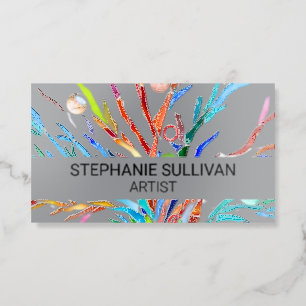 Artist's Colorful Unique Raised Spot UV Business Card