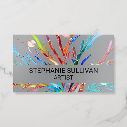 Artist's Colorful Unique Raised Spot UV Business Card