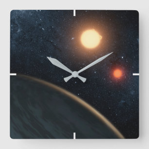 Artist's Concept Illustrating Kepler-16b. Square Wall Clock