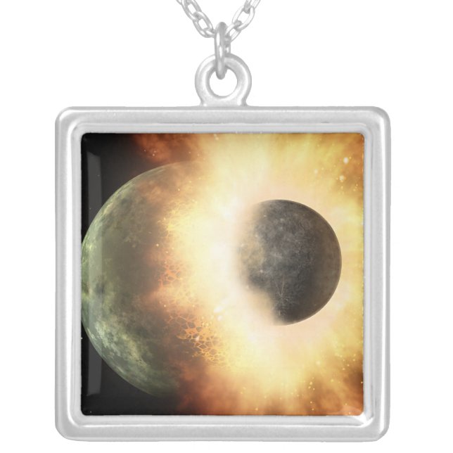 Artist's concept of a celestial body silver plated necklace (Front)