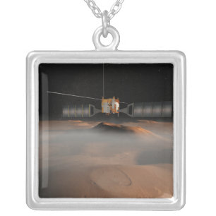 Artist's concept of Mars Express spacecraft Silver Plated Necklace