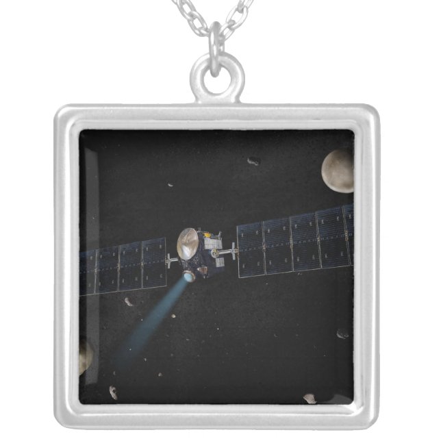 Artist's concept of the Dawn spacecraft in orbi Silver Plated Necklace (Front)