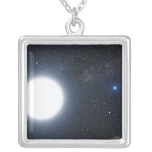 Artist's concept showing the binary star system silver plated necklace