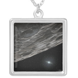 Artist's Conception of a Kuiper Belt Object Silver Plated Necklace