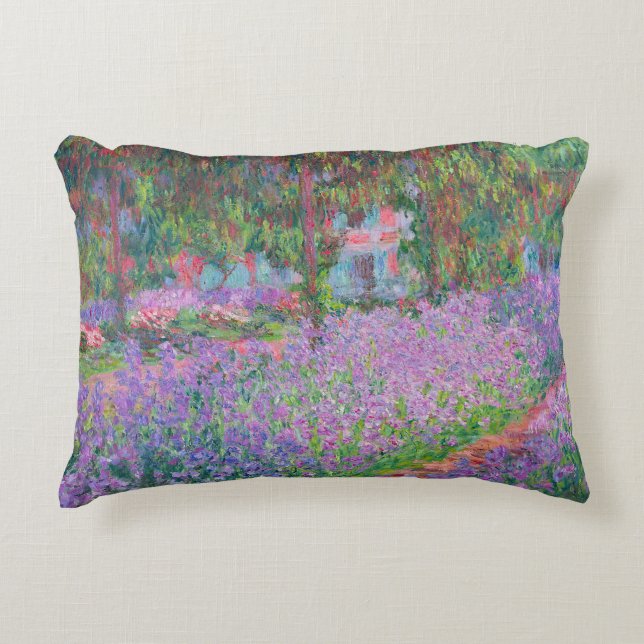 Artist's Garden at Giverny by Claude Monet Accent Pillow (Front)