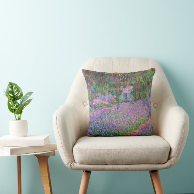 Artist's Garden at Giverny by Claude Monet Throw Pillow (Chair)