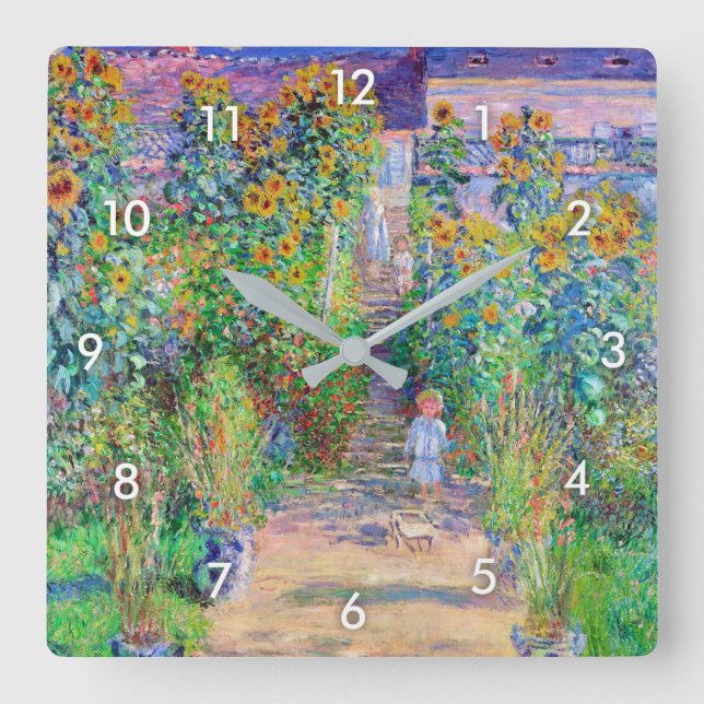 Artist's Garden, Monet Square Wall Clock (Front)