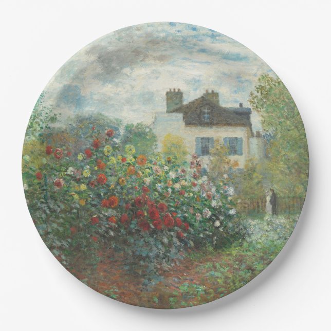 Artist's Garden Renoir Impressionist Painting Paper Plates (Front)