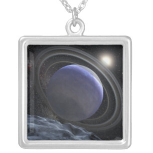 Artist's illustration silver plated necklace