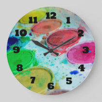 Artists Multicolored Watercolor Paint Palette Large Clock