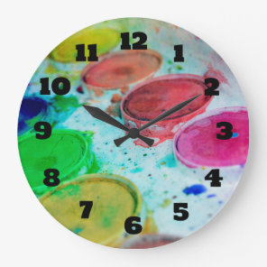 Artists Multicolored Watercolor Paint Palette Large Clock