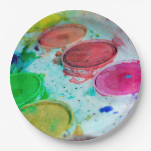 Artists Multicolored Watercolor Paint Palette Paper Plates