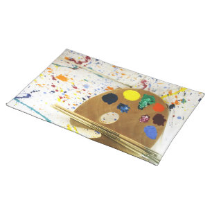 Artists Paint Splatter And Palette Cloth Placemat