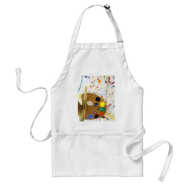 Artists Paint Splatter And Palette of Paint Adult Apron (Front)
