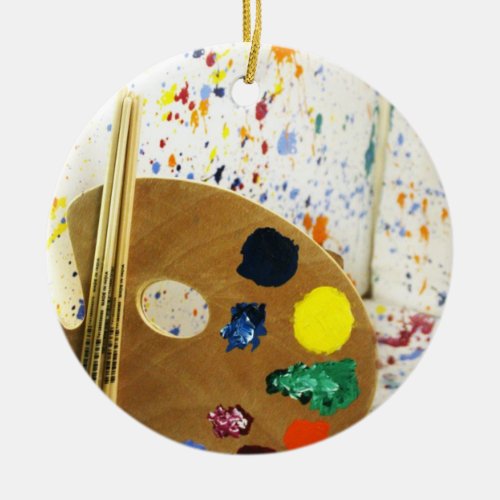 Artists Paint Splatter And Palette of Paint Ceramic Ornament