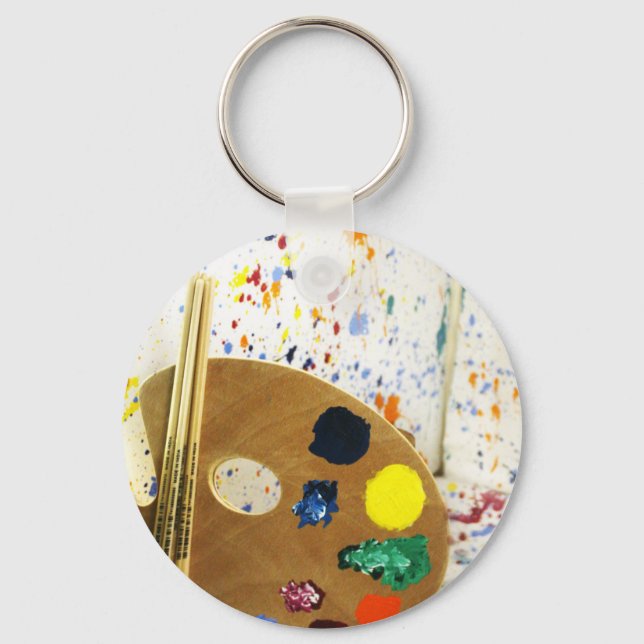 Artists Paint Splatter And Palette of Paint Keychain (Front)