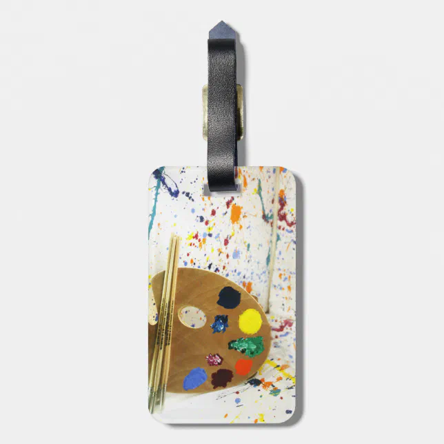 Artists Paint Splatter And Palette of Paint Luggage Tag Zazzle