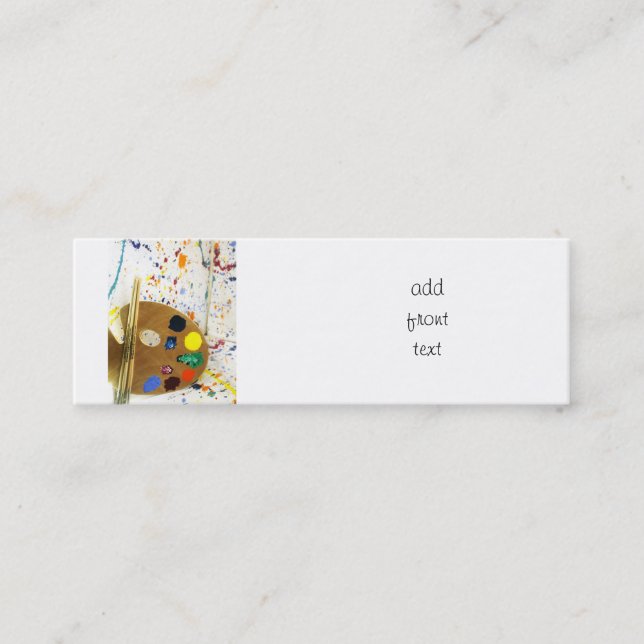 Artists Paint Splatter And Palette of Paint Mini Business Card (Front)