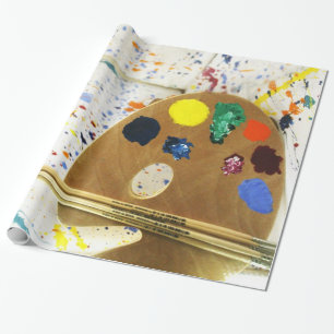 Artists Paint Splatter And Palette  Wrapping Paper