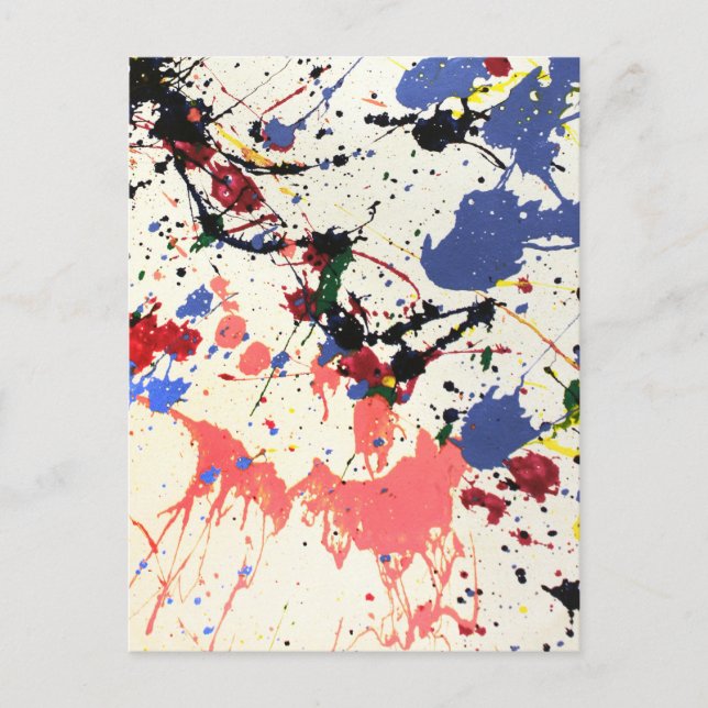 Artists Paint Splatter Background Postcard (Front)