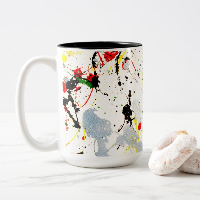 Artists Paint Splatter Two-Tone Coffee Mug (With Donut)
