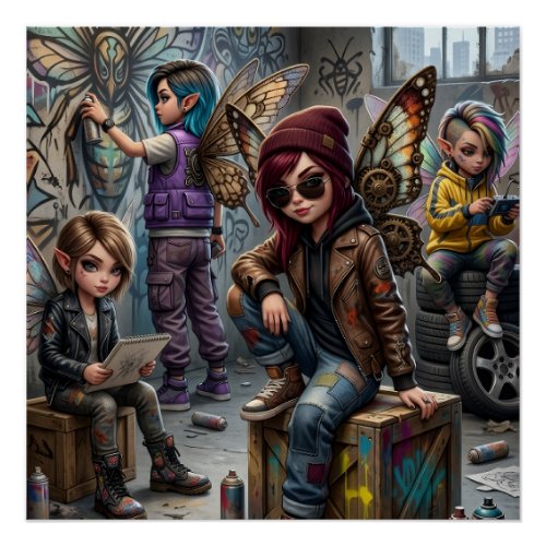 Artists Painting Together In Cozy Art Studio Fleec Poster