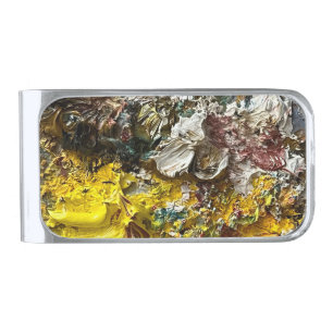 Artist's palette #1 silver finish money clip