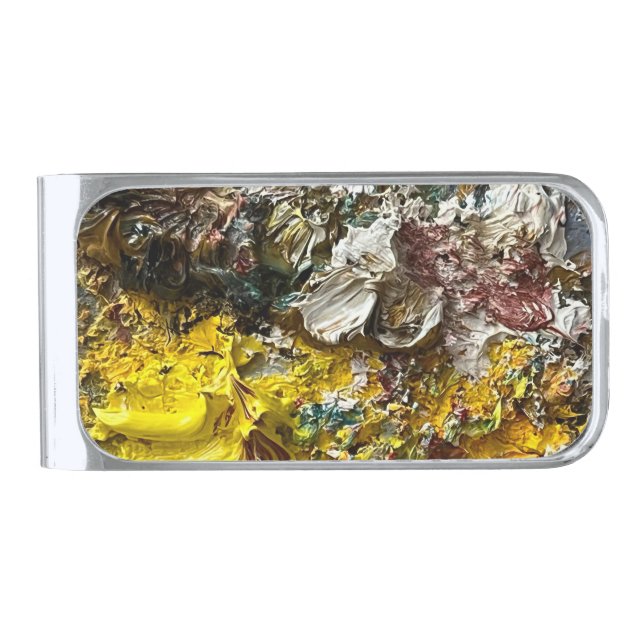 Artist's palette #1 silver finish money clip (Front)