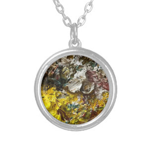 Artist's palette #1 silver plated necklace