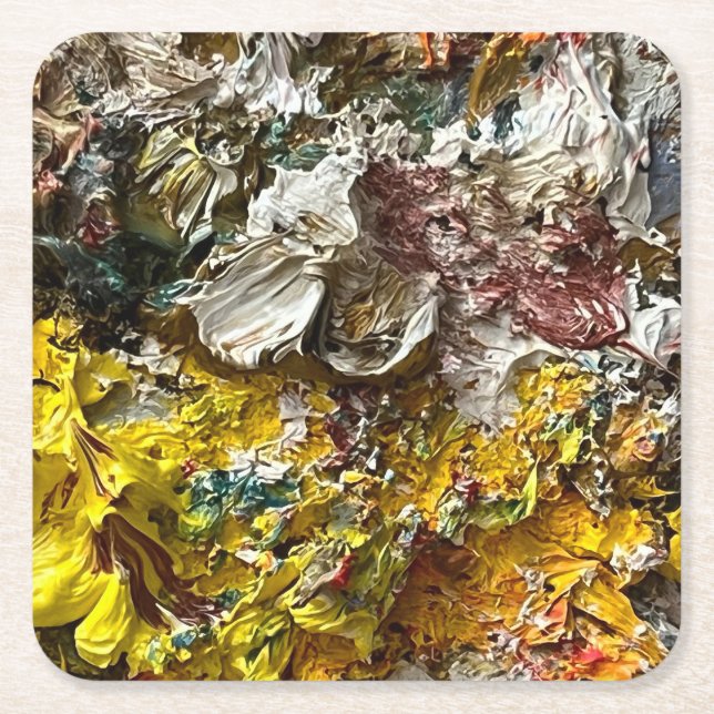 Artist's palette #1 square paper coaster (Front)