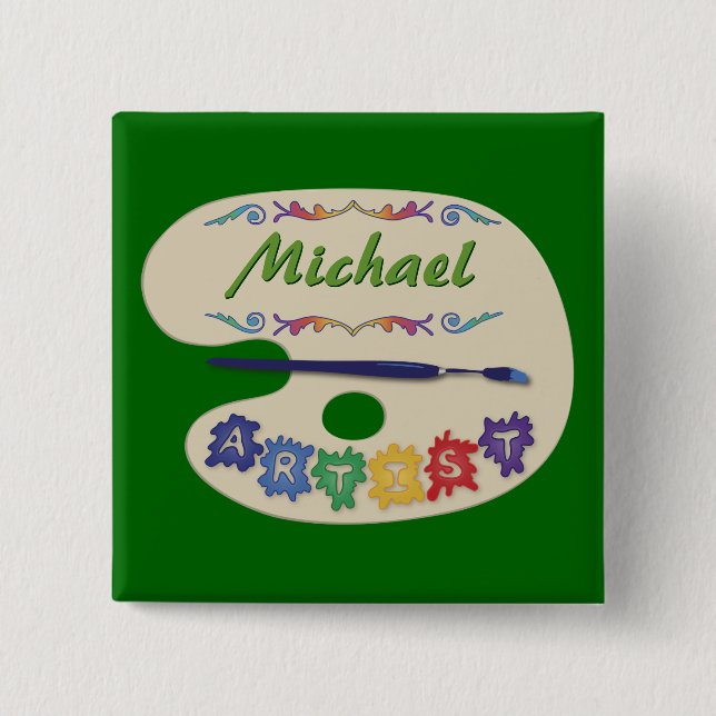 Artist's Pallet Name Badge Button (Front)