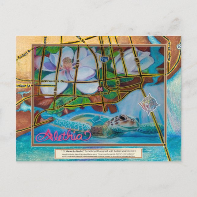 Artist's Post Card  Downtown Pensacola, Florida (Front)