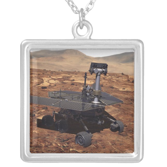 Artists rendition of Mars Rover 2 Silver Plated Necklace (Front)